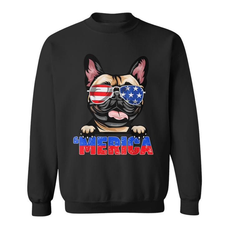 French Bulldog Frenchie Merica Wear Sunglasses 4Th Of July  Sweatshirt