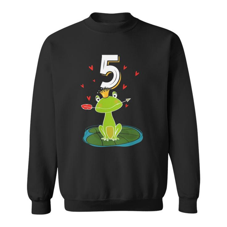 Frog Animal Lovers 5Th Birthday Girl B-Day 5 Years Old Sweatshirt