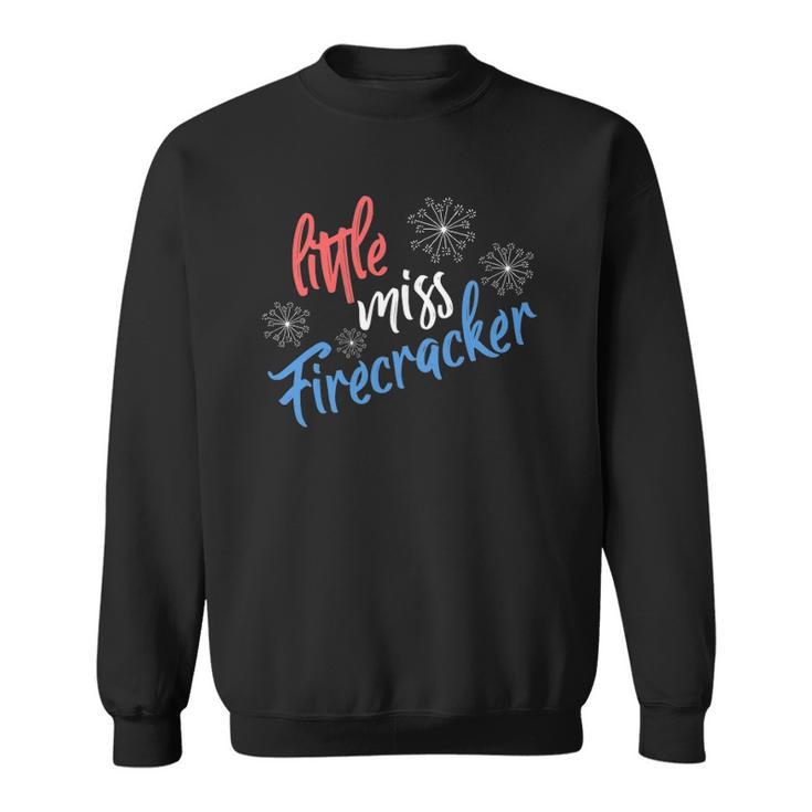 Funny 4Th Of July Usa Little Miss Firecracker Fireworks Sweatshirt