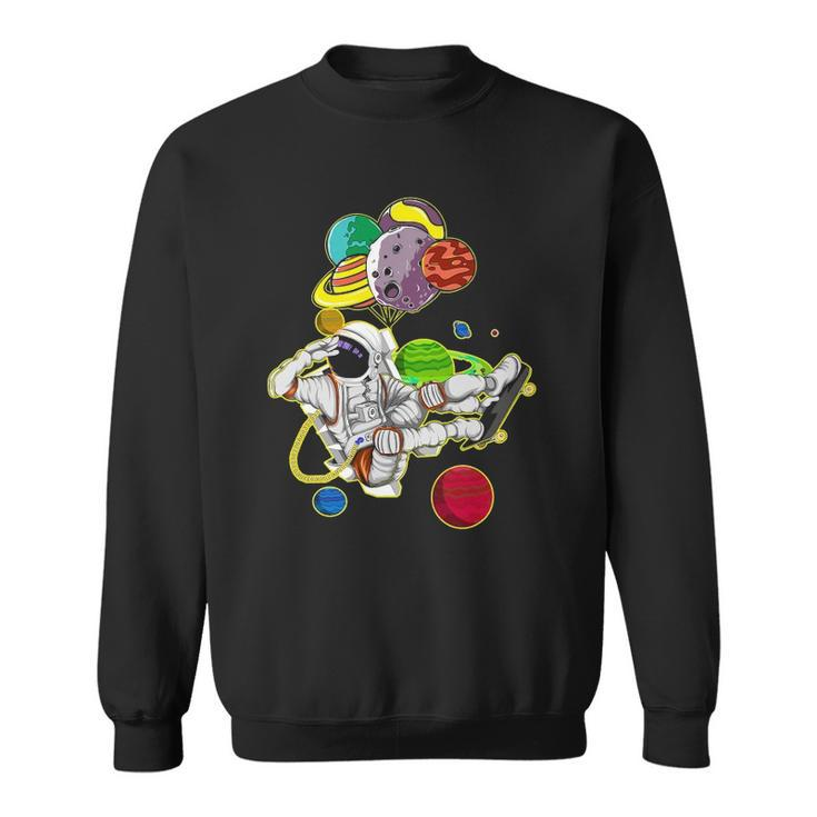 Funny Astronaut Space Travel Planets Skateboarding Science Sweatshirt