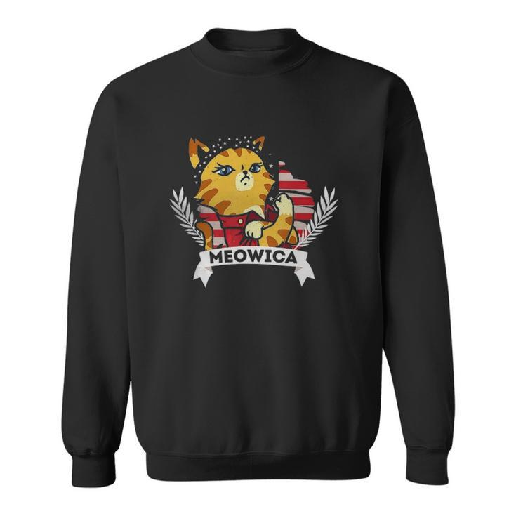 Funny Cat 4Th Of July Meowica American Flag Sweatshirt