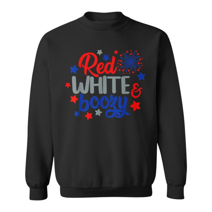 Funny Fourth Of July 4Th Of July Red White And Boozy  Sweatshirt