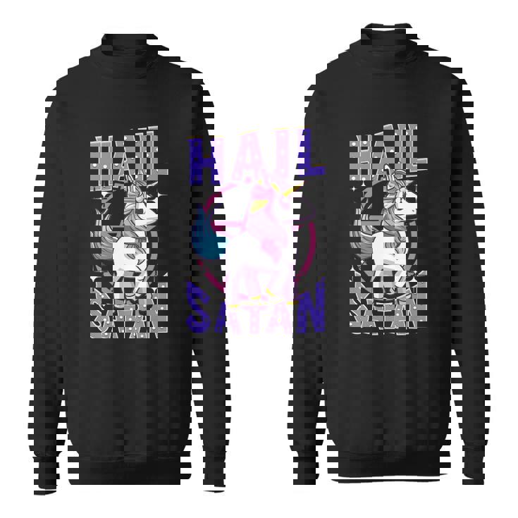 Funny Hail Satan Unicorn Rainbow Satanic Heavy Metal Pun Sweatshirt