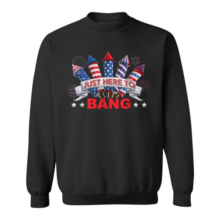 Funny Im Just Here To Bang  4Th Of July Mens Womens Kids  Sweatshirt