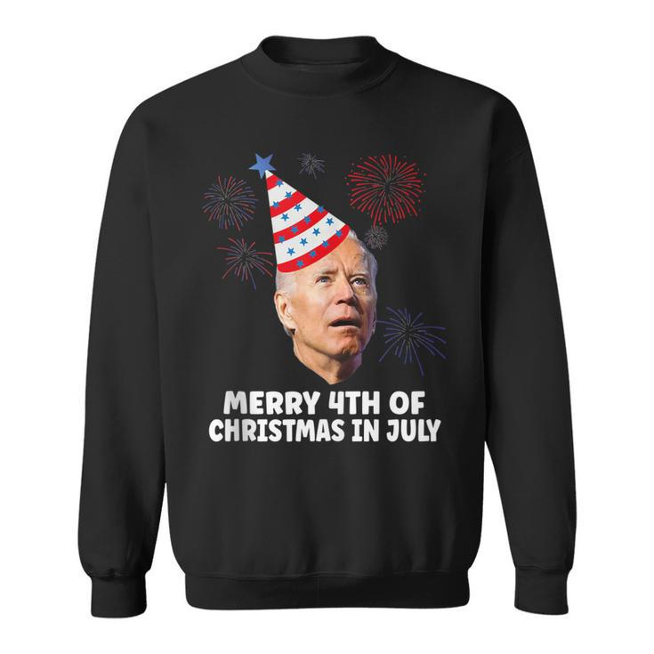 Funny Joe Biden Merry 4Th Of Christmas In July Usa Flag  Sweatshirt