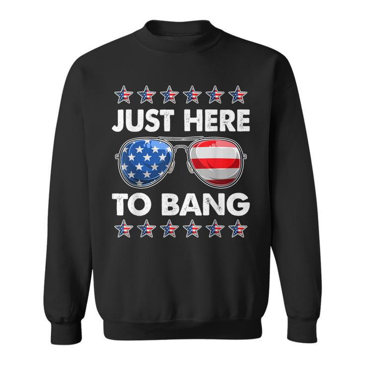 Funny Patriotic 4Th Of July Just Here To Bang Usa Sunglasses  Sweatshirt