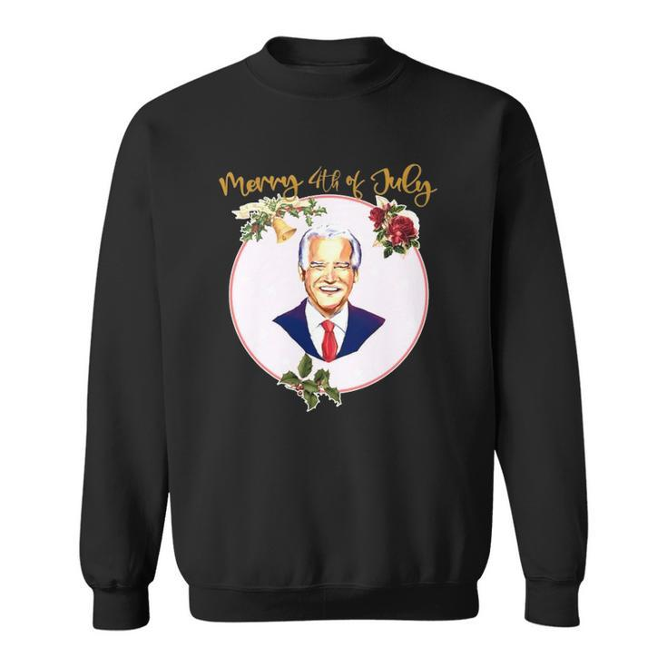 Funny Ugly Christmas Vintage Joe Biden Merry 4Th Of July Sweatshirt