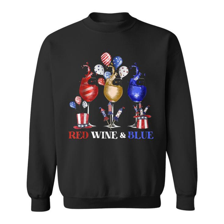 Funny Wine Glasses 4Th Of July Red White And Blue Firework  Sweatshirt