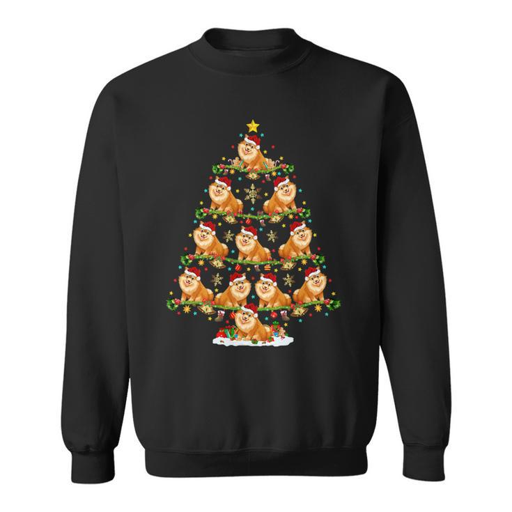 Funny Xmas Lighting Santa Pomeranian Christmas Tree T-Shirt Sweatshirt