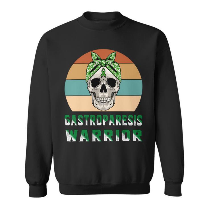 Gastroparesis Warrior  Skull Women Vintage  Green Ribbon  Gastroparesis  Gastroparesis Awareness Sweatshirt