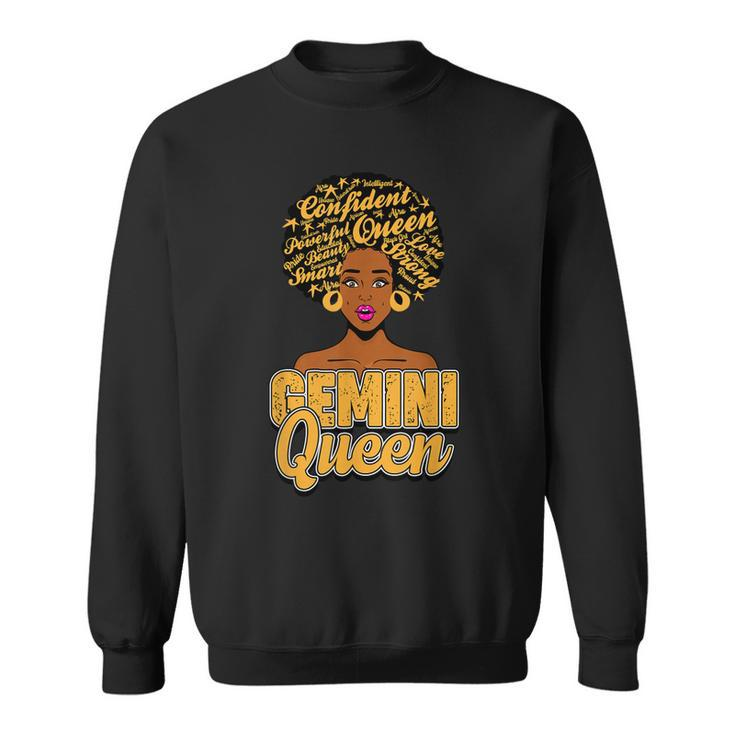 Gemini Zodiac Black African Afro Queen May June Birthday Sweatshirt