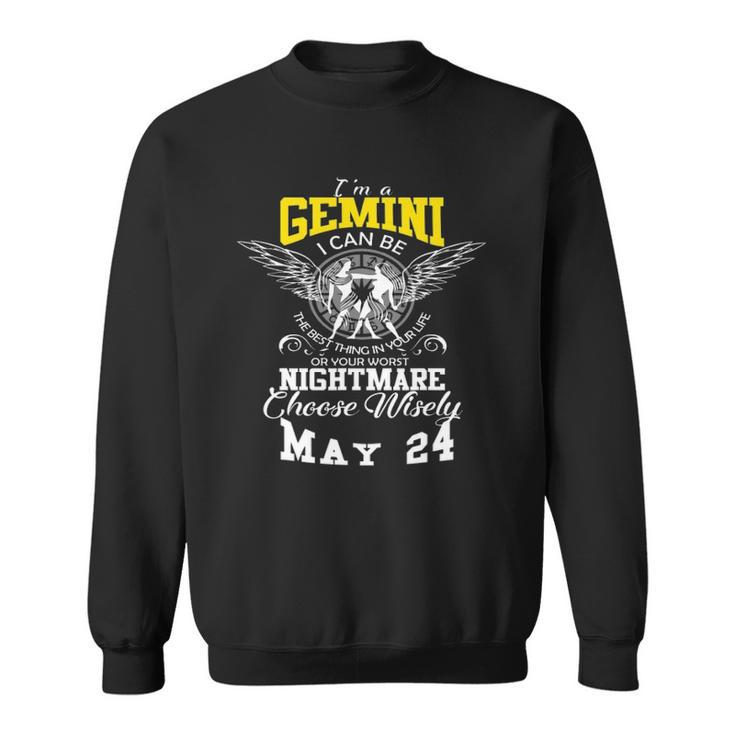 Gemini Zodiac Sign May 24 Horoscope Astrology Design Sweatshirt