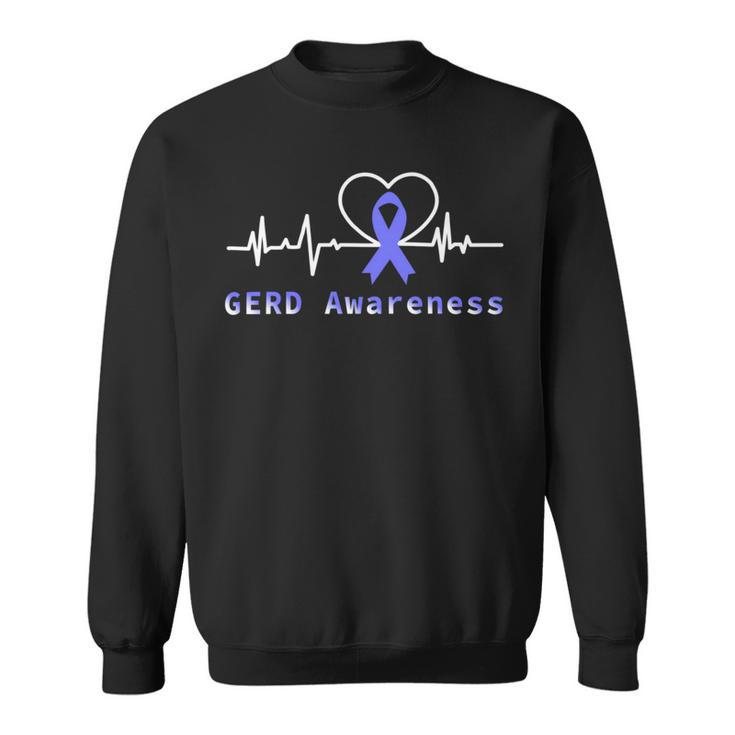 Gerd Awareness Heartbeat  Periwinkle Blue Ribbon  Gastroesophageal Reflux Disease  Gerd Awareness Sweatshirt
