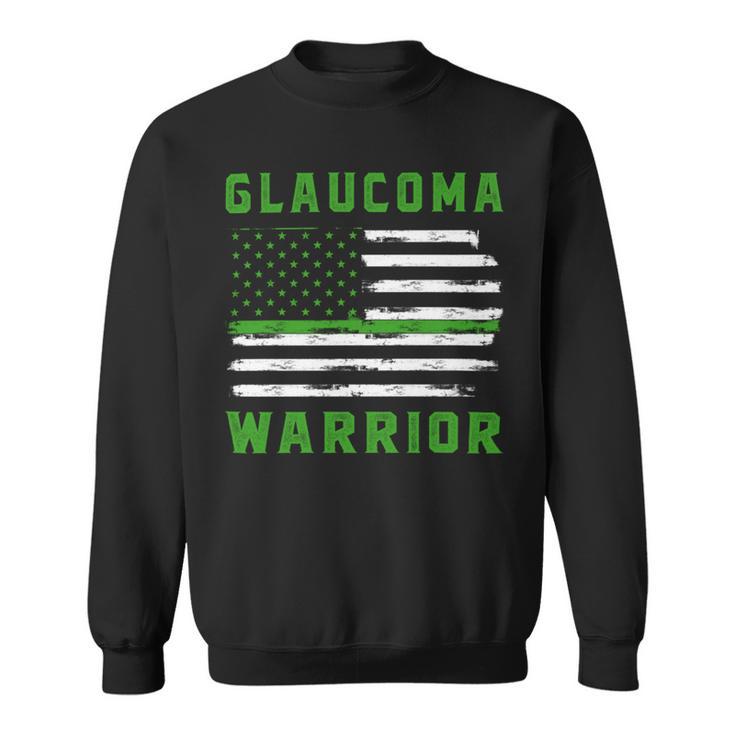 Glaucoma Warrior Usa Flag  United States Flag  Green Ribbon  Glaucoma  Glaucoma Awareness Sweatshirt