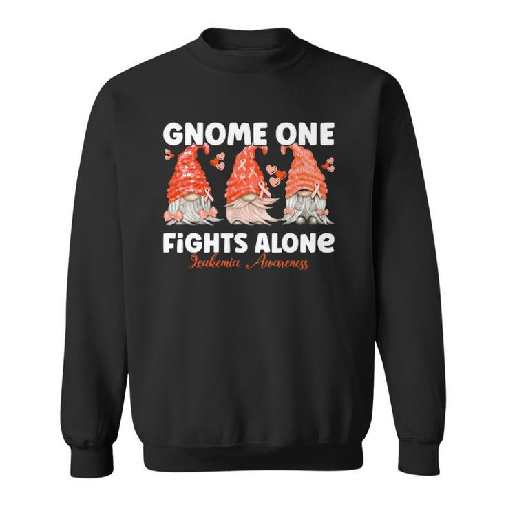 Gnome One Fights Alone Orange Leukemia Awareness Sweatshirt