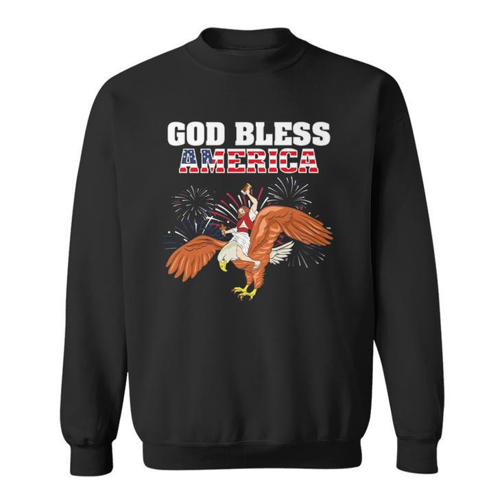 God Bless America  Jesus Riding A Bald Eagle Sweatshirt