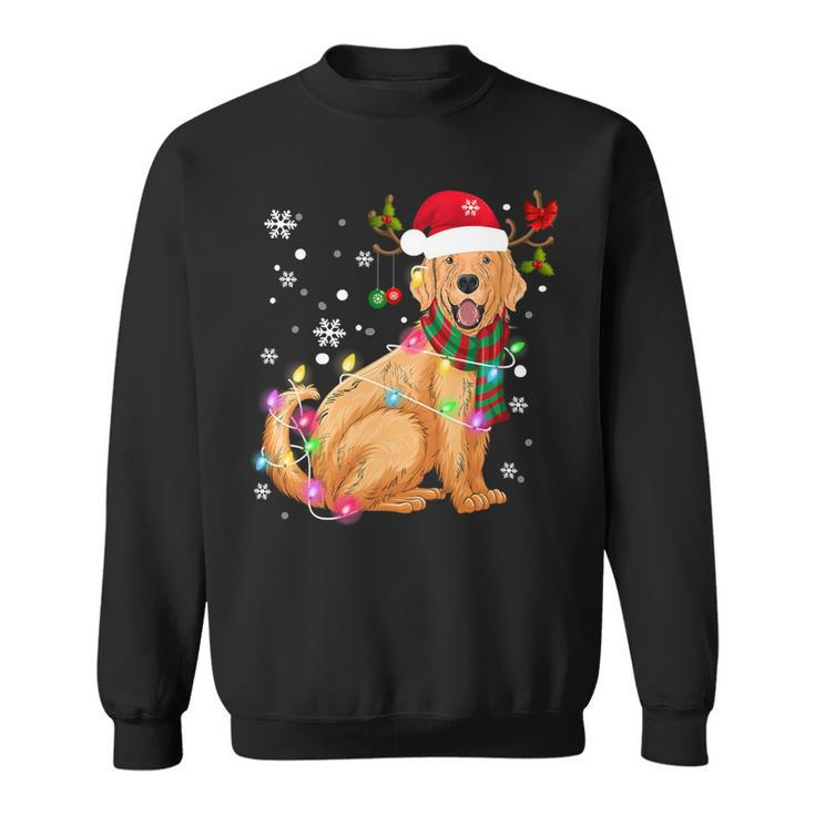 Golden Retriever Dog Wear Santa Hat Reindeer Horn Christmas Sweatshirt