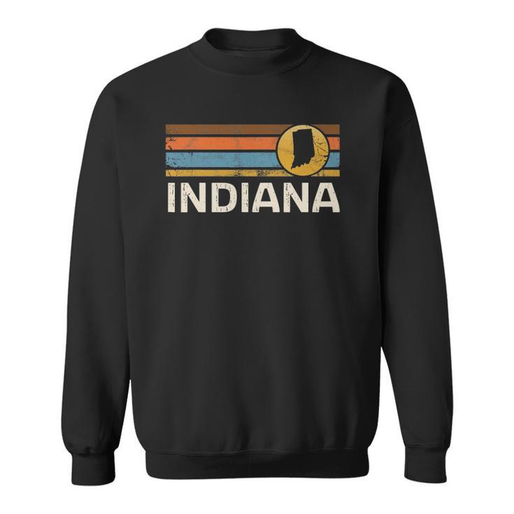 Graphic Tee Indiana Us State Map Vintage Retro Stripes Sweatshirt