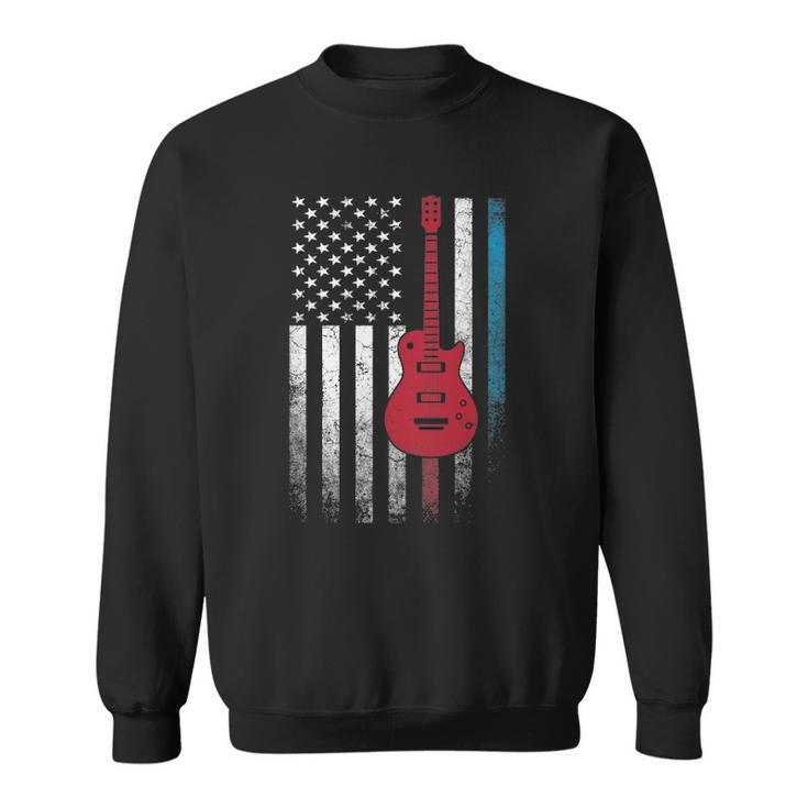 Guitar Music Musician 4Th Of July American Flag Usa America Sweatshirt