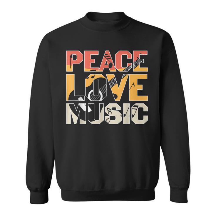 Guitar Retro Peace Love Music Band Gift Guitarist Sweatshirt