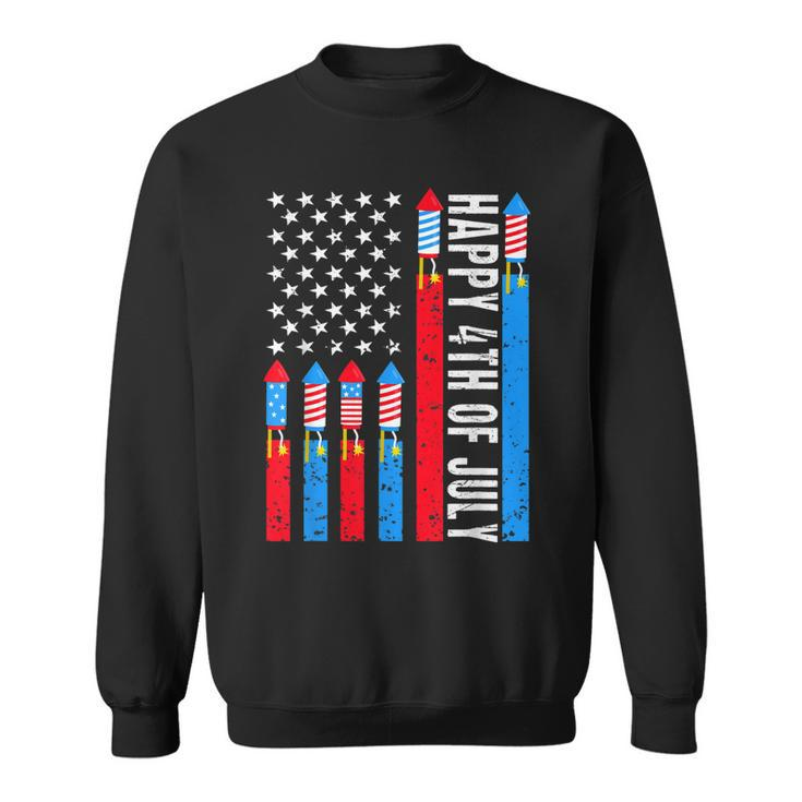 Happy 4Th Of July American Flag Fireworks Patriotic Outfits Sweatshirt