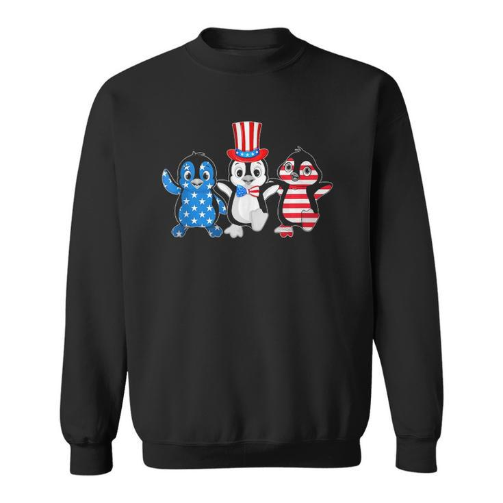 Happy Fourth Of July Patriotic Animals Penguin Usa Flag  Sweatshirt