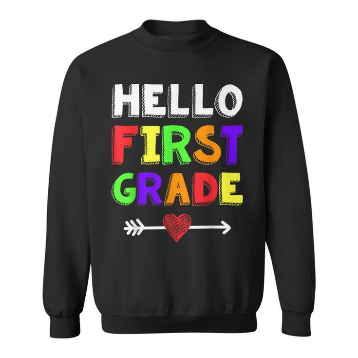 Hello First Grade Team 1St Grade Back To School Teacher Kids  Sweatshirt