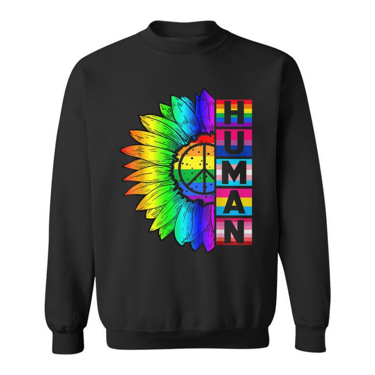 Human Sunflower Lgbt Flag Gay Pride Month Proud Lgbtq  V3 Sweatshirt