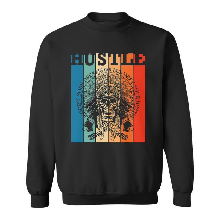 Hustle Retro Native American Indian Hip Hop Music Lover Gift Sweatshirt