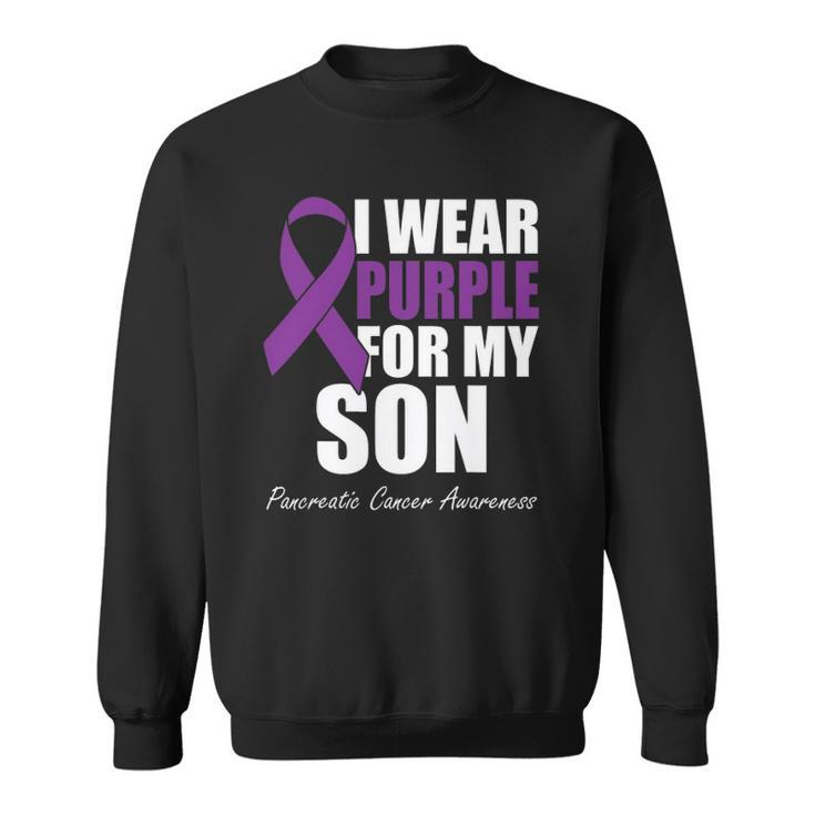 I Wear Purple For My Son Pancreatic Cancer Awareness Sweatshirt
