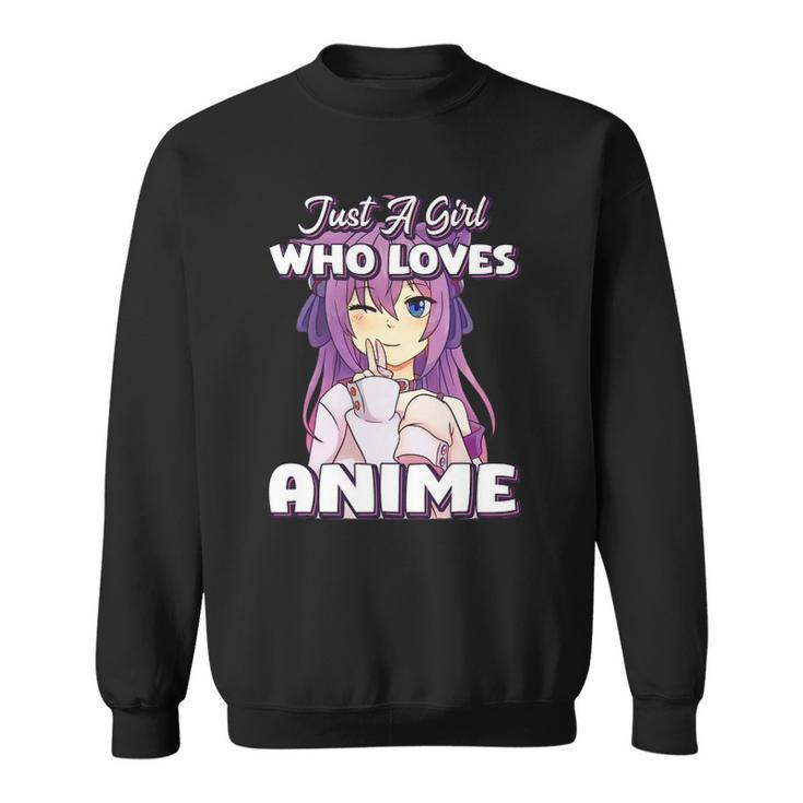 Just A Girl Who Loves Anime Peace Symbol V Fingers Fun Funny Sweatshirt
