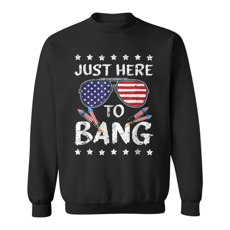 Just Here To Bang 4Th Of July Funny Fireworks Patriotic  V2 Sweatshirt