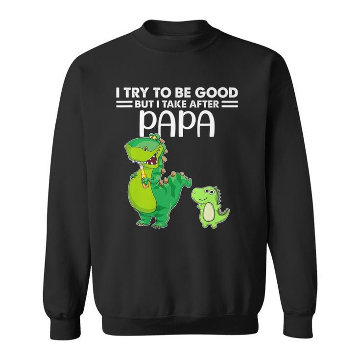 Kids I Try To Be Good But I Take After My Papa Dinosaur Sweatshirt