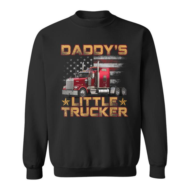 Kids Semi Truck Boys Gift Daddys Little Trucker Fathers Day  Sweatshirt