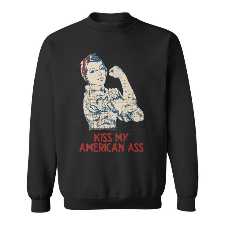 Kiss My American Ass 4Th Of July Dad Jokes Fourth Of July   Sweatshirt