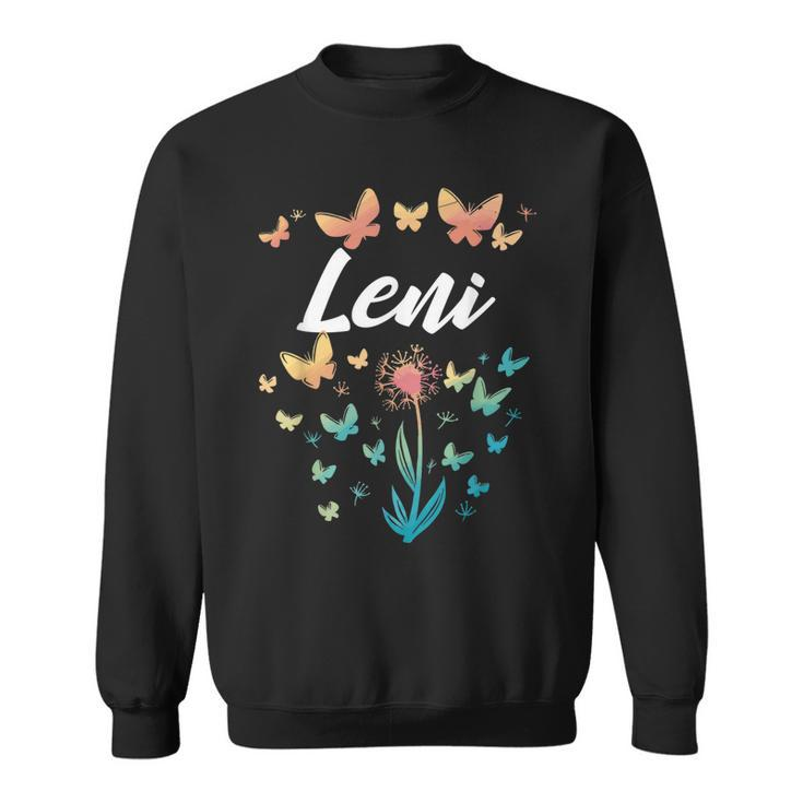 Leni Birthday Sister Butterfly Dandelion Name Leni  Sweatshirt