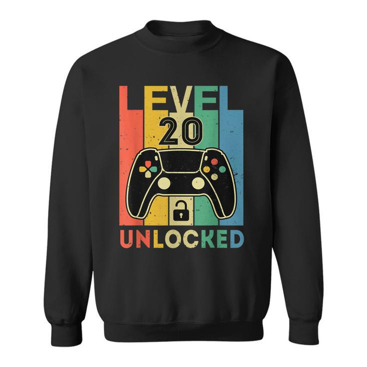 Level 20 Unlocked Retro Vintage Video Gamer 20Th Birthday  Sweatshirt