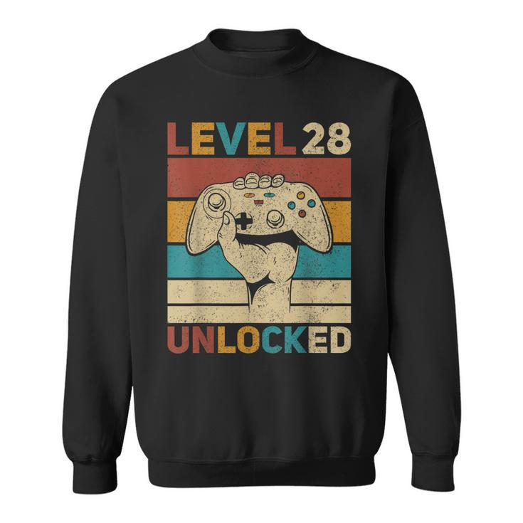 Level 28 Unlocked 28Th Birthday 28 Years Old Gamer Women Men Sweatshirt