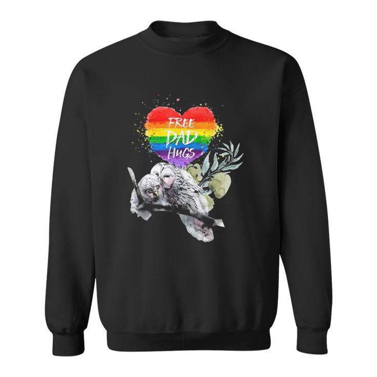 Lgbt Pride Daddy Owl Rainbow Free Dad Hugs Fathers Day Sweatshirt