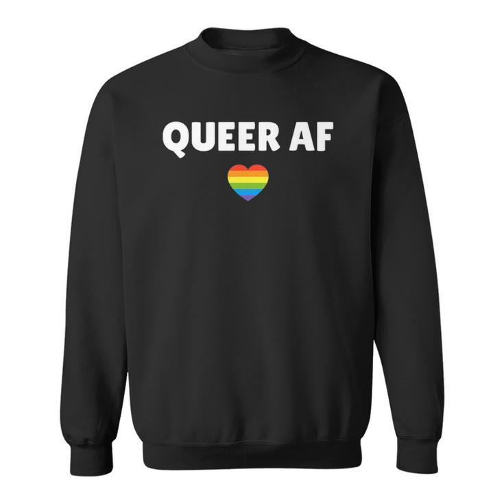 Lgbt Pride - Queer Af Rainbow Flag Heart Sweatshirt