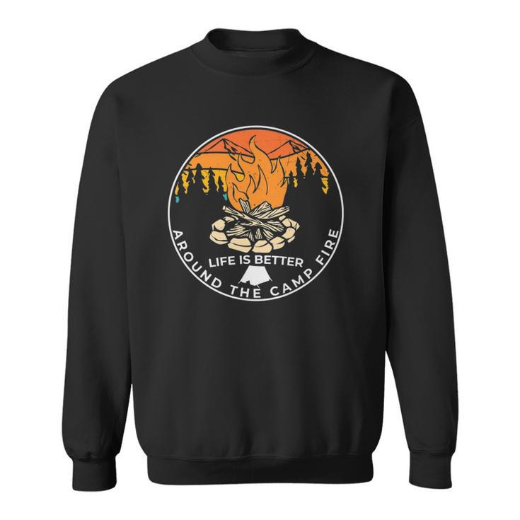 Life Is Around The Campfire Funny Sayings Graphic Plus Size Sweatshirt