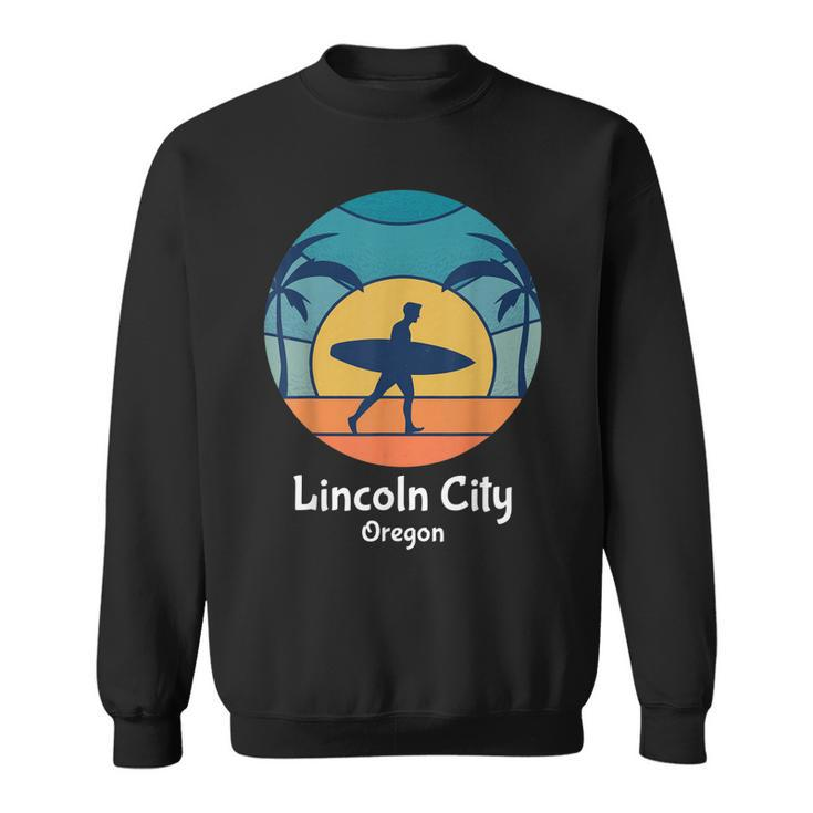 Lincoln City Oregon Surfing Surfer Vintage Sunset Surf Beach  Sweatshirt