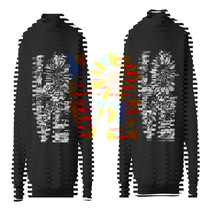 Love 4Th Of July Leopard Us Flag Sunflower Fourth Of July  Sweatshirt