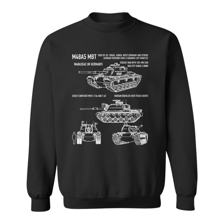 M48 A5 Us Army Patton Tank American Blueprint Gift Sweatshirt