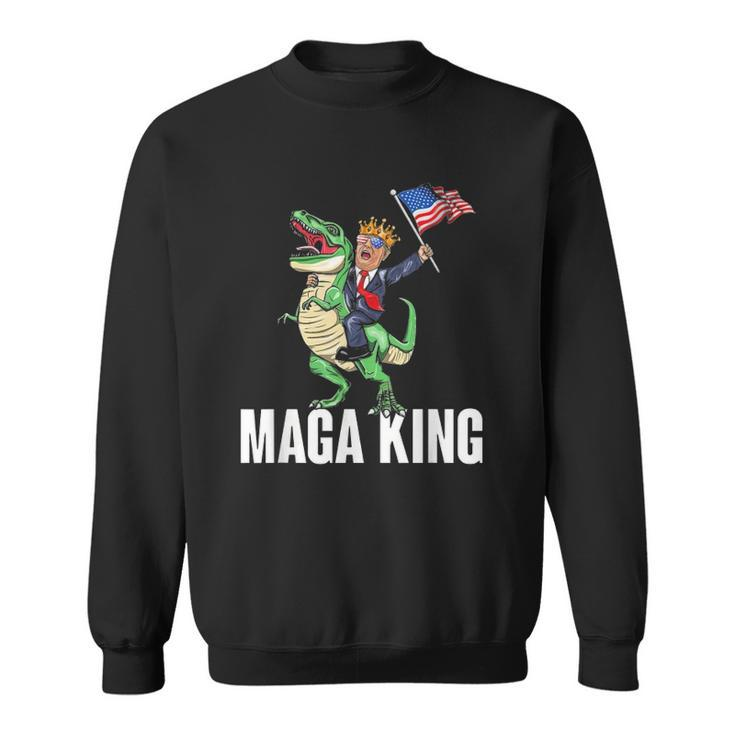 Maga King Trump Riding Dinosaur Sweatshirt
