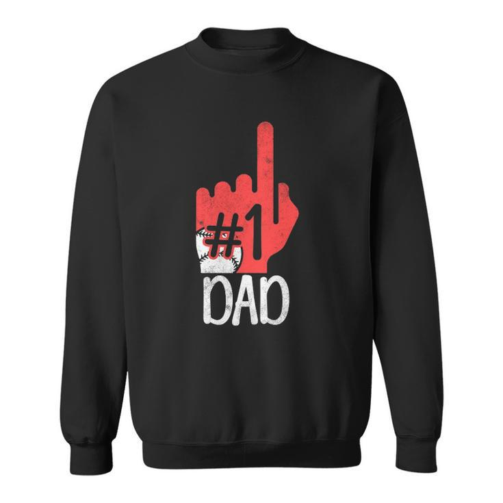 Mens 1 Dad Baseball Player Vintage Baseball Daddy Sweatshirt
