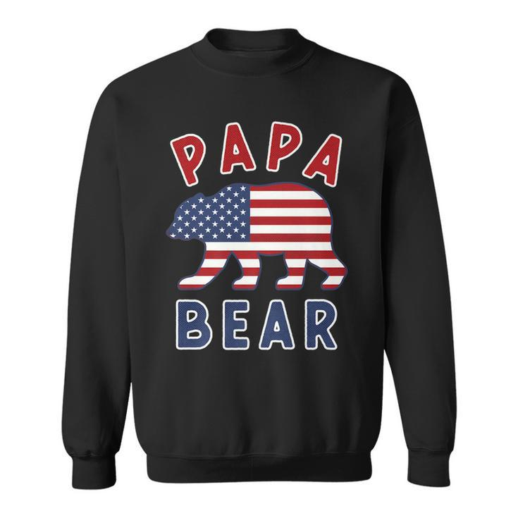 Mens American Flag Papa Bear 4Th Of July Usa Patriotic Dad  V2 Sweatshirt