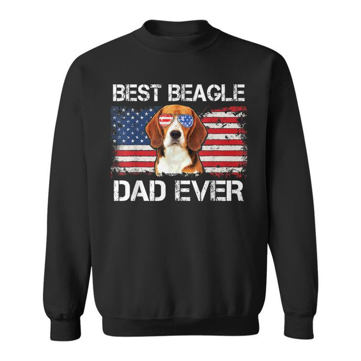 Mens Best Beagle Dad Ever American Flag Fathers Day 4Th Of July  Sweatshirt