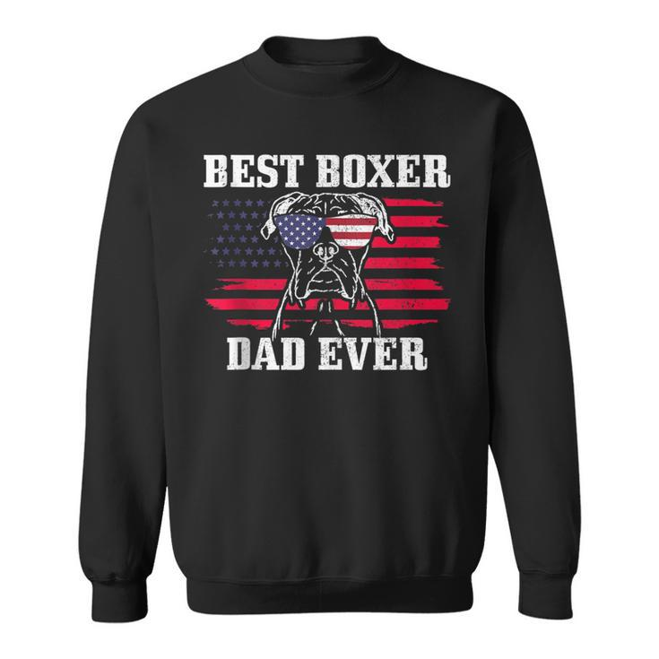 Mens Best Boxer Dad Ever Dog Patriotic 4Th Of July American Flag V2 Sweatshirt