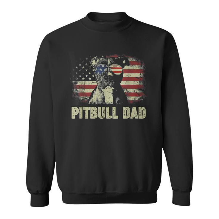 Mens Best Pitbull Dad Ever American Flag 4Th Of July V2 Sweatshirt